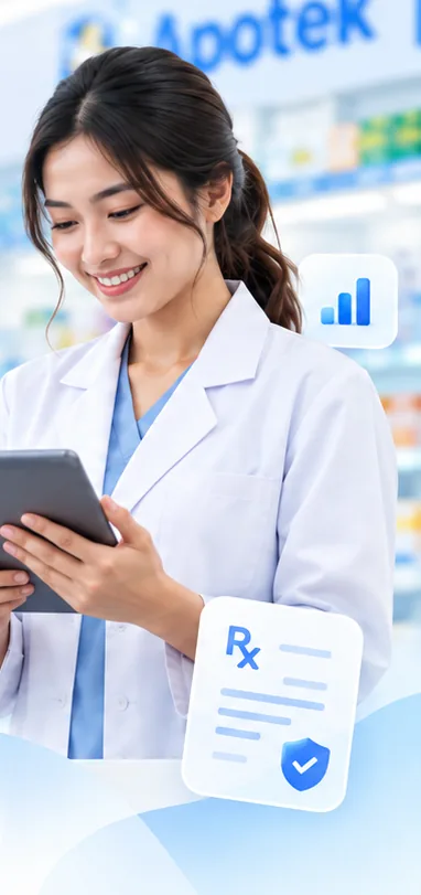 Apoteker menggunakan ApoteQu di tablet